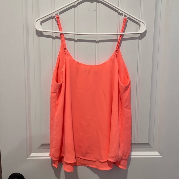 Y2K Shinestar Bright Coral Cami Tank Top Spring Neon Dinner Club Goingout 90s - Picture 7 of 9